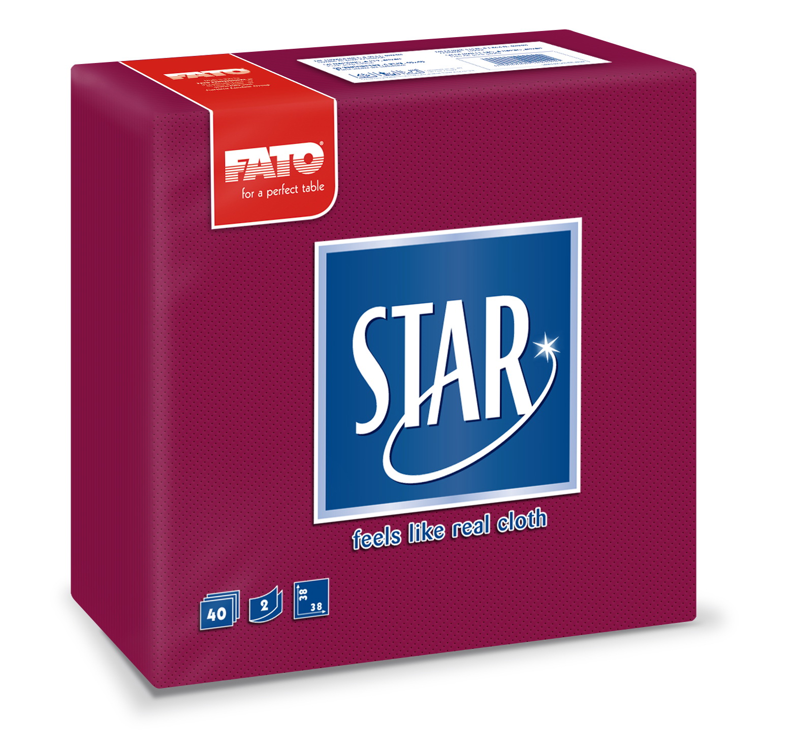 FATO STAR 38x38 BORDO SALVETA 40/1 - PAK-30/1