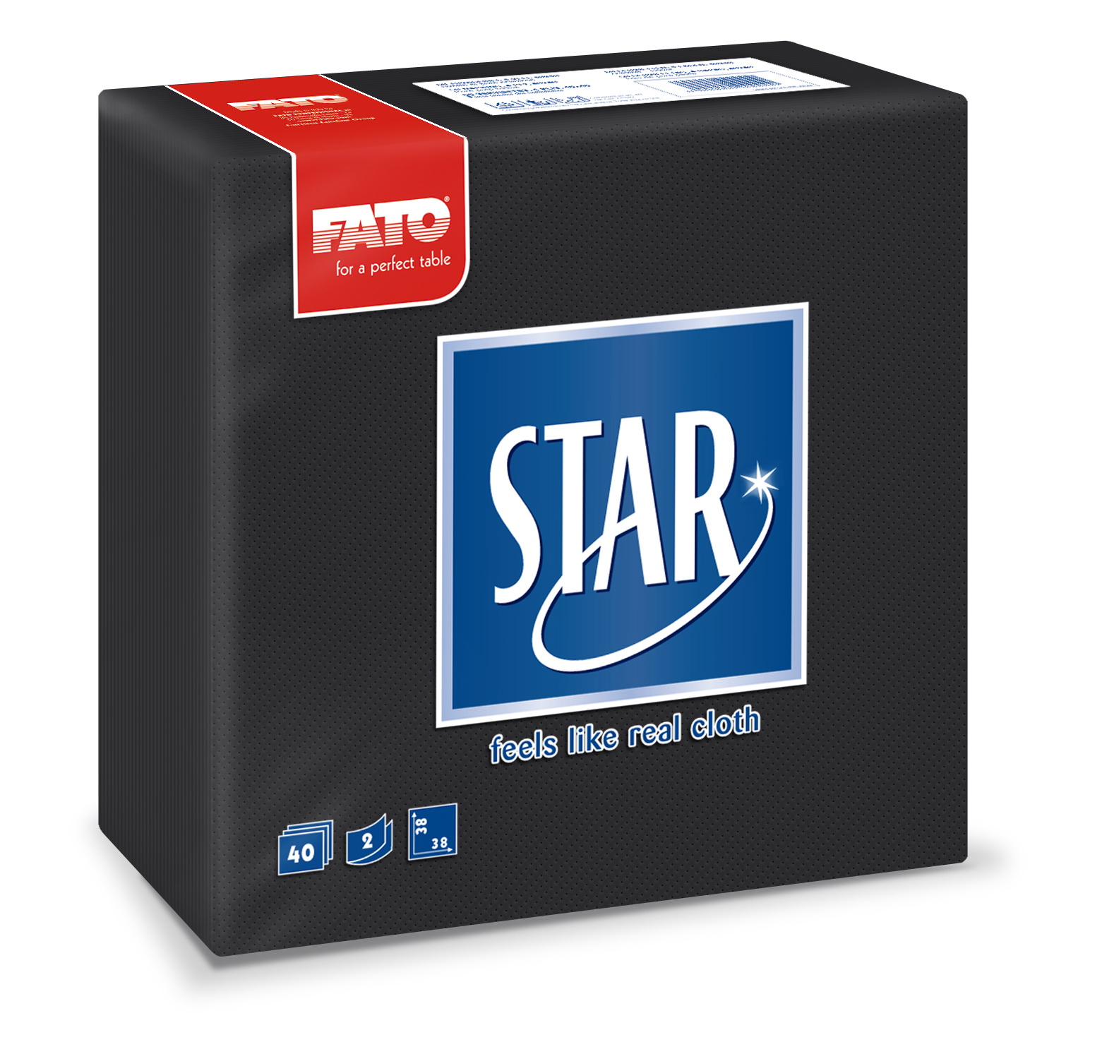 FATO STAR 38x38 CRNA SALVETA 40/1 - PAK-30/1